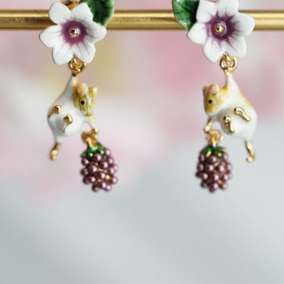 Bill skinner cute mouse and blackberry earrings - Picture 5 of 9